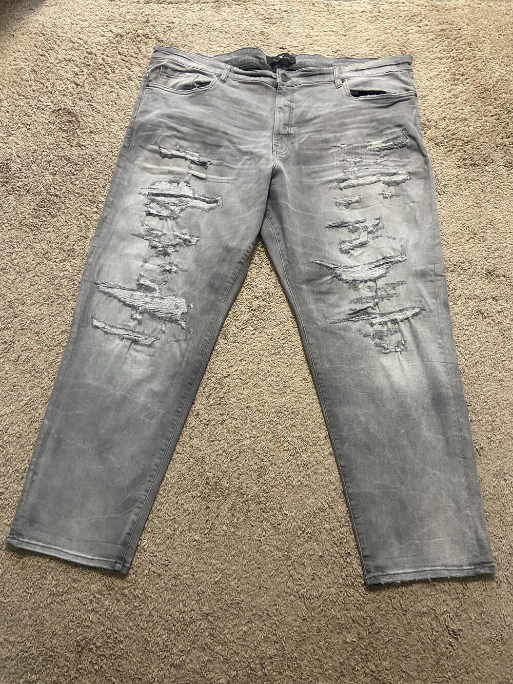 Jordan Craig Aaron Jeans Mens 48x32 Gray Wash Distressed Tapered Legacy Denim